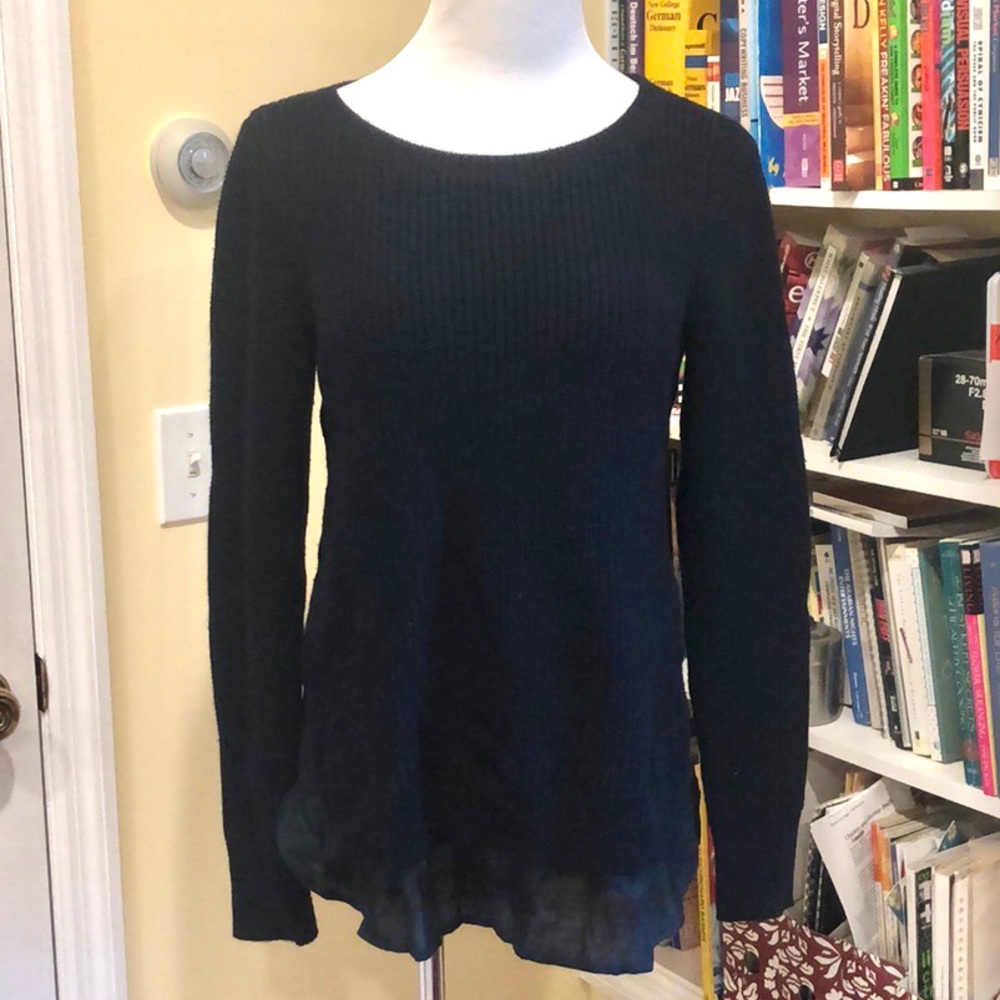LOFT | Mixed Media Sweater | Navy M